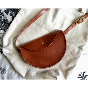 Handcrafted Leather Half-moon Cognac Bag